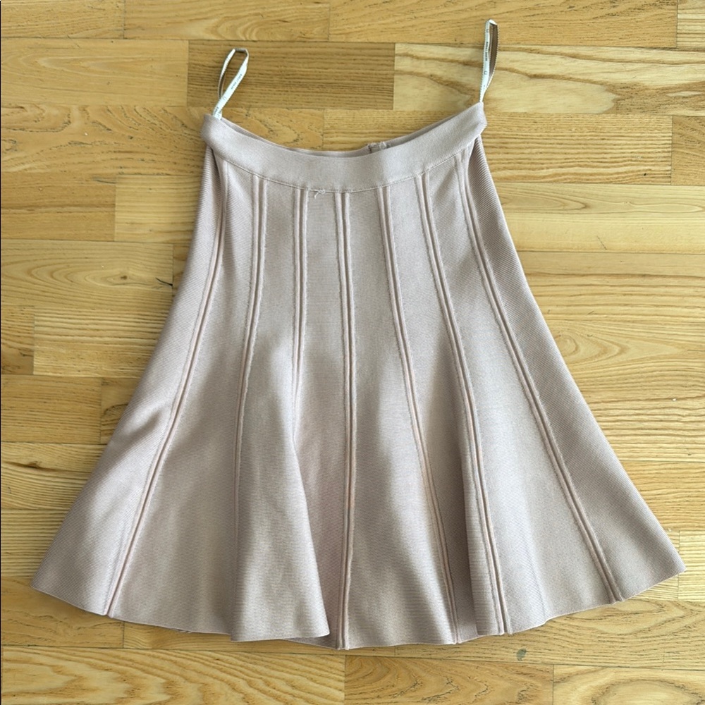Herve Leger Tan Cream dust pink  A-Line Skirt xs